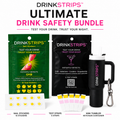 DRINKSTRIPS ULTIMATE DRINK SAFETY BUNDLE - 1 POUCH (10 NAIL STICKER TESTS) + 1 POUCH (5 DRINK SPIKE TEST STRIPS) + Mini Tumbler Keychain Container (BLACK)
