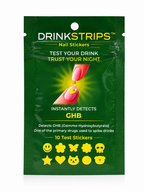 DRINKSTRIPS ULTIMATE DRINK SAFETY BUNDLE - 1 POUCH (10 NAIL STICKER TESTS) + 1 POUCH (5 DRINK SPIKE TEST STRIPS) + Mini Tumbler Keychain Container (BLACK)