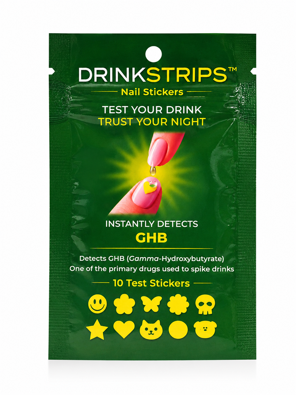DRINKSTRIPS Drink Spike Detection Nail Stickers - 1 POUCH (10 STICKER TESTS)