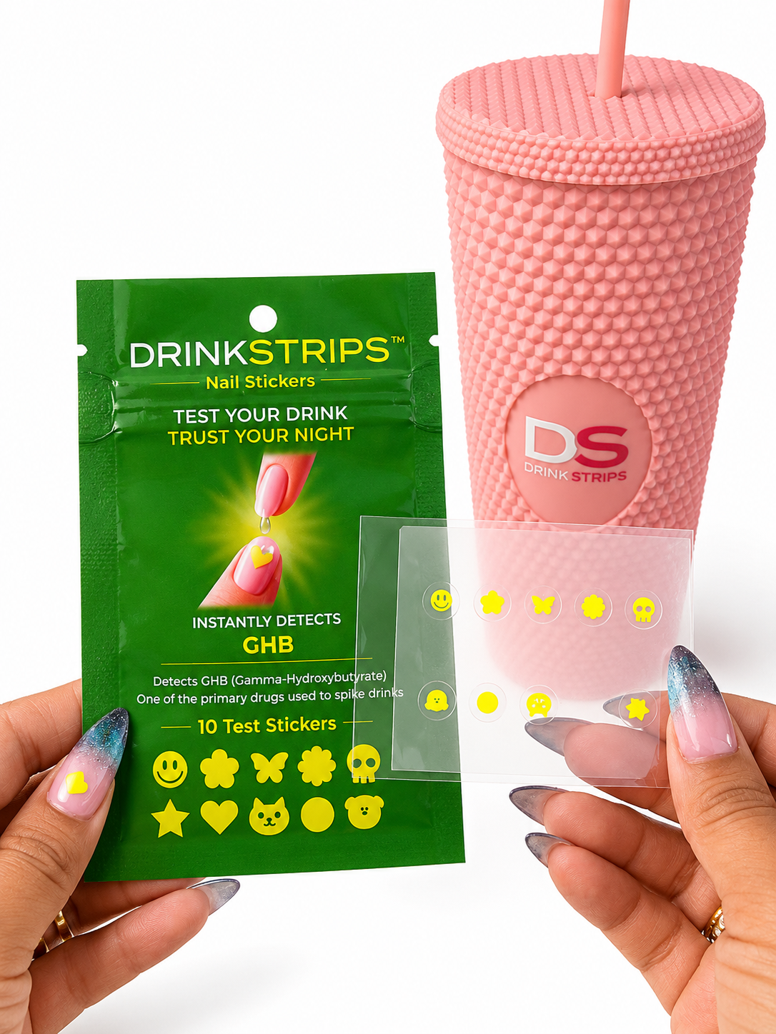 DRINKSTRIPS Drink Spike Detection Nail Stickers - 1 POUCH (10 STICKER TESTS)